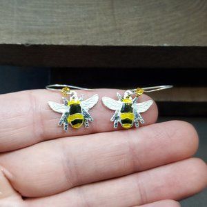 Sterling Silver Adorable Small Bee Earrings